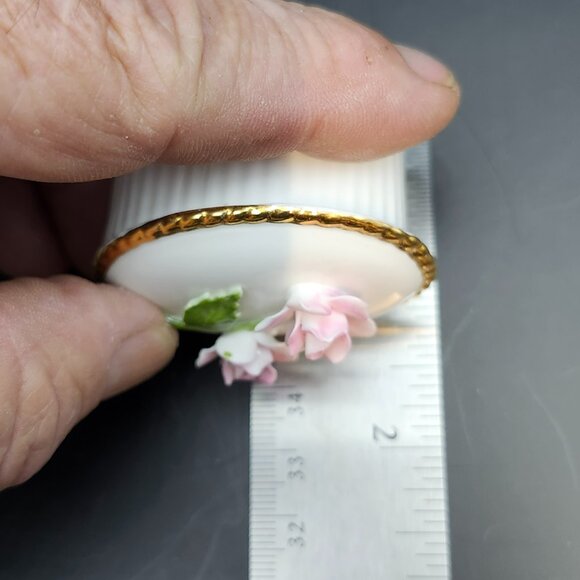 Aynsley Bone China Small Oval Trinket Box Pink Roses Gold Trim Made In England - Picture 7 of 10